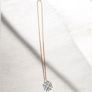Rhinestone Blue cross pendant necklace